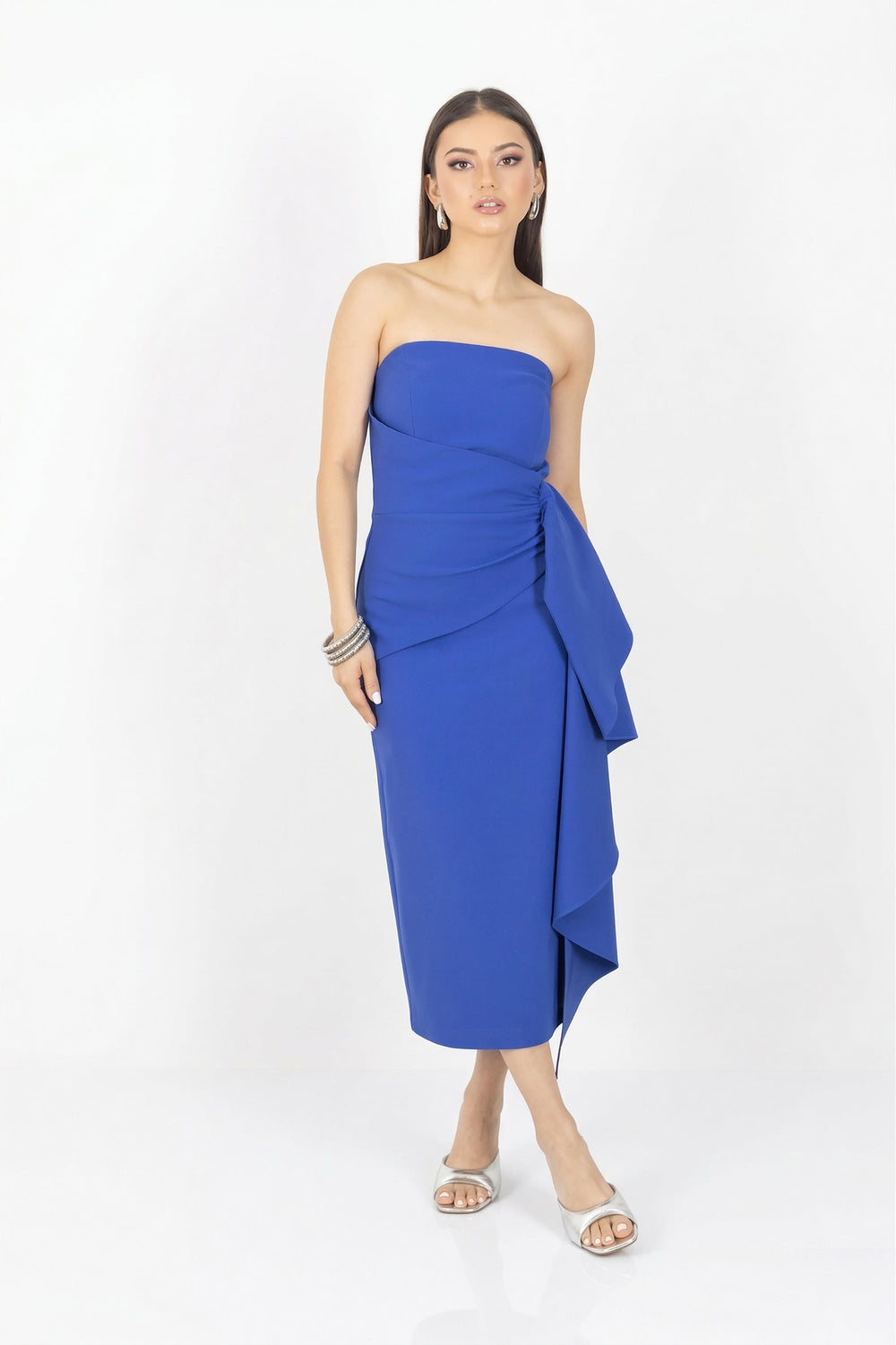 Ryleigh Strapless Midi Vestido - Reina Diaz