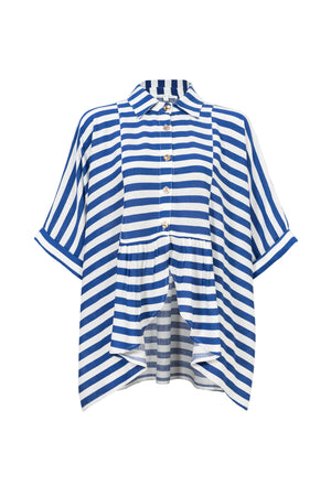 Santorini Striped Relaxed Rayon Blouse - Reina Diaz