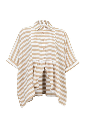 Santorini Striped Relaxed Rayon Blouse - Reina Diaz