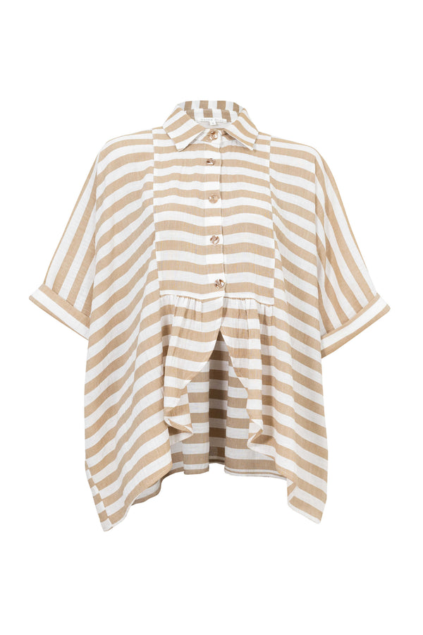 Santorini Striped Relaxed Rayon Blouse - Reina Diaz