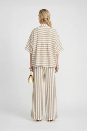 Santorini Striped Relaxed Rayon Blouse - Reina Diaz