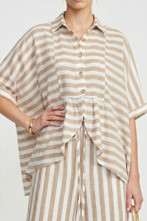 Santorini Striped Relaxed Rayon Blouse - Reina Diaz