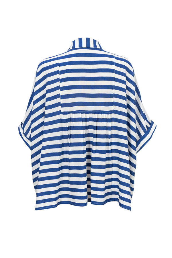 Santorini Striped Relaxed Rayon Blouse - Reina Diaz