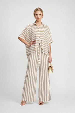 Santorini Striped Relaxed Rayon Blouse - Reina Diaz