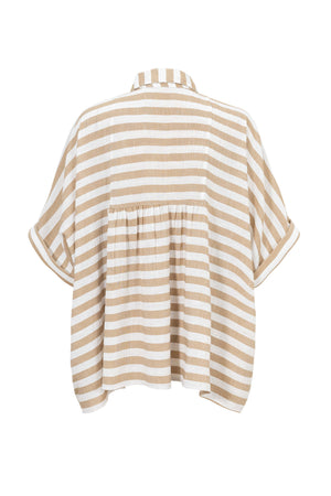 Santorini Striped Relaxed Rayon Blouse - Reina Diaz