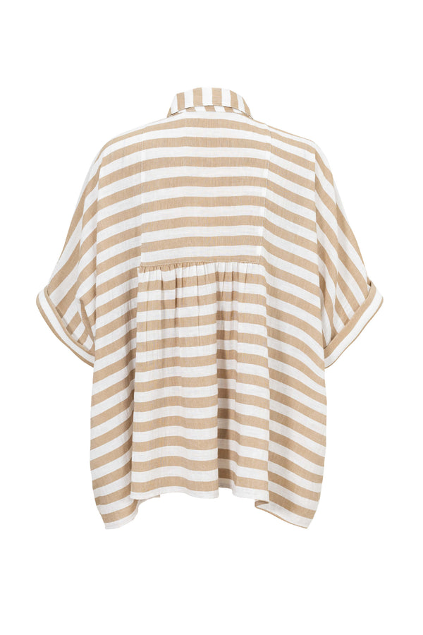 Santorini Striped Relaxed Rayon Blouse - Reina Diaz