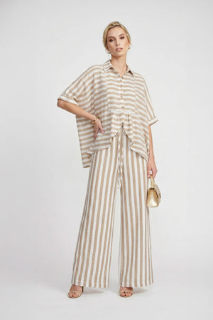 Santorini Striped Relaxed Rayon Blouse - Reina Diaz