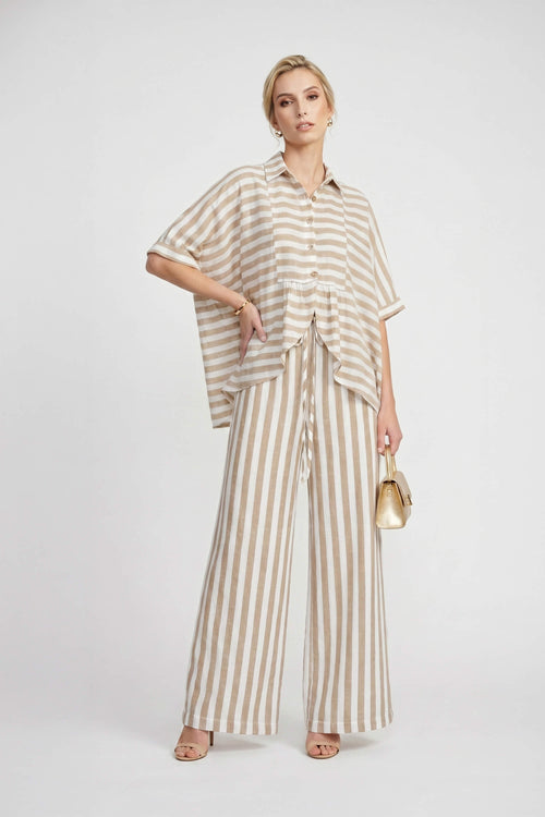 Santorini Striped Relaxed Rayon Blouse - Reina Diaz
