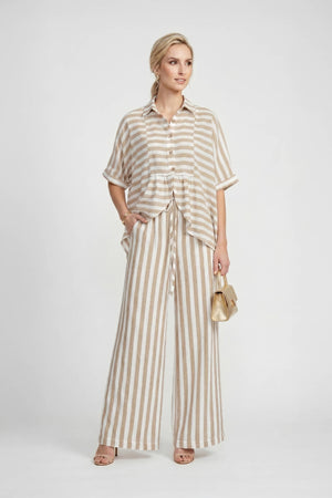 Santorini Striped Relaxed Rayon Blouse - Reina Diaz