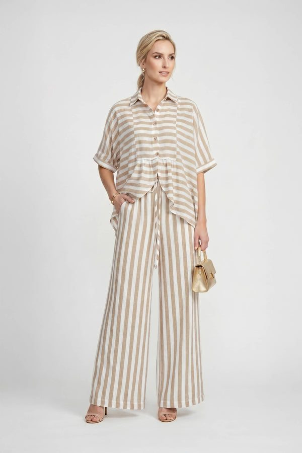 Santorini Striped Relaxed Rayon Blouse - Reina Diaz