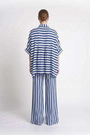 Santorini Striped Relaxed Rayon Blouse - Reina Diaz