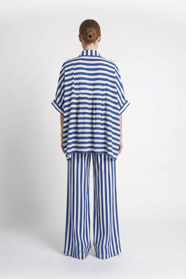 Santorini Striped Relaxed Rayon Blouse - Reina Diaz