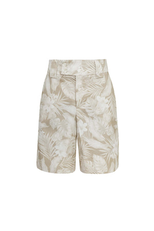 Silvia High-Waist Tropical Shorts 731071 BEI - Reina Diaz
