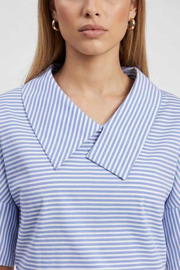 Sofia Collar-Detail Short-Sleeve Blusa - Reina Diaz