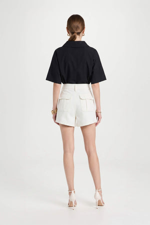 Sofia Collar-Detail Short-Sleeve Blusa 752969 - Reina Diaz