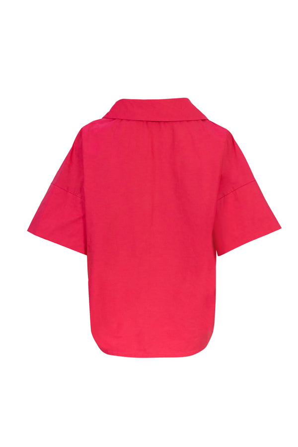 Sofia Collar-Detail Short-Sleeve Blusa 752969 - Reina Diaz