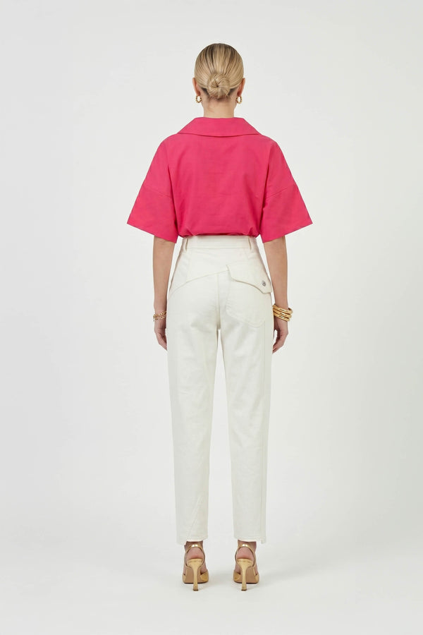 Sofia Collar-Detail Short-Sleeve Blusa 752969 - Reina Diaz