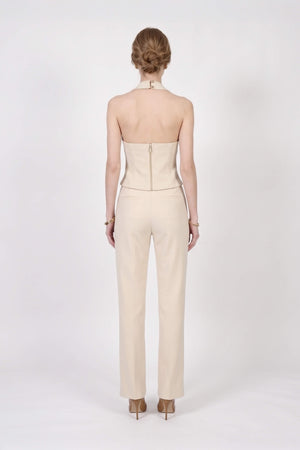 Sofia Front-Slit High-Waist Navy Pantalón 532142 MAN - Reina Diaz