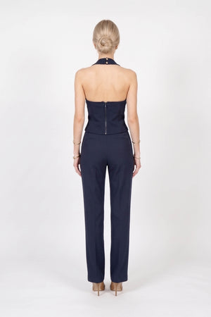 Sofia Front-Slit High-Waist Navy Pantalón 532142 MAR - Reina Diaz