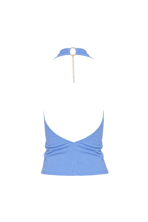 Sofía Halter Cowl-Neck Backless Blusa 753039 PER - Reina Diaz