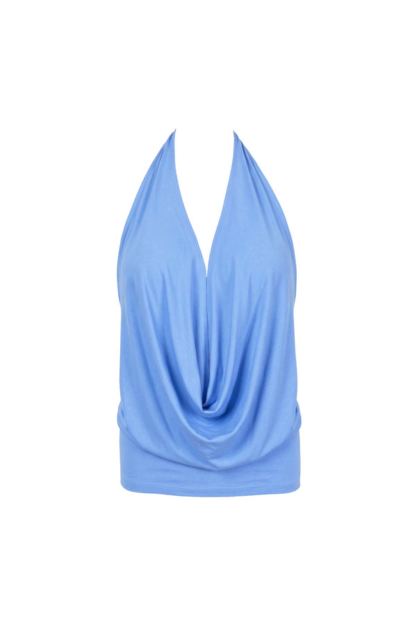 Sofía Halter Cowl-Neck Backless Blusa 753039 PER - Reina Diaz