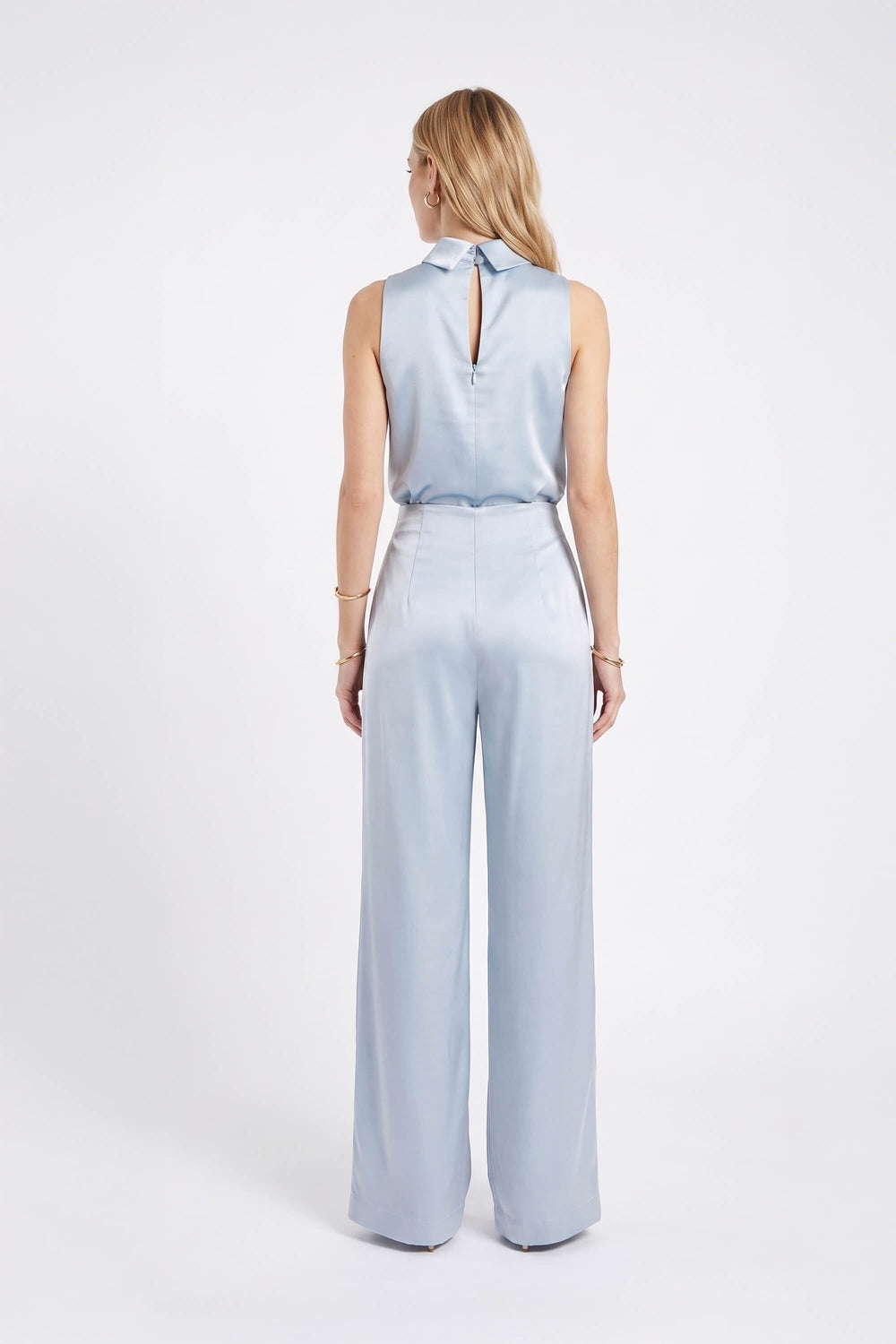 Sofia High-Waist Pleated Wide-Leg Pantalón 532149 AZU - Reina Diaz