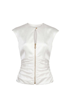 Sofia Ruched Zipper Keyhole Top 501553 HUE - Reina Diaz