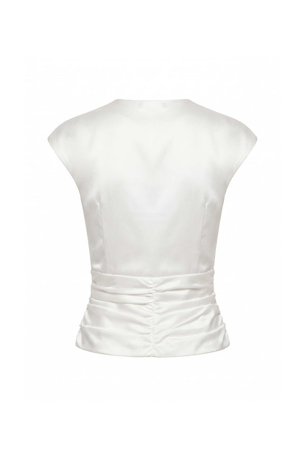 Sofia Ruched Zipper Keyhole Top 501553 HUE - Reina Diaz
