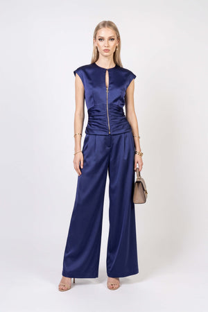 Sofia Ruched Zipper Keyhole Top 501553 MAR - Reina Diaz