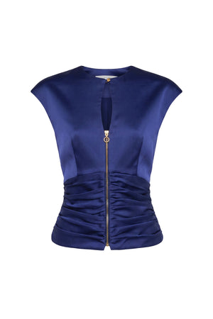Sofia Ruched Zipper Keyhole Top 501553 MAR - Reina Diaz