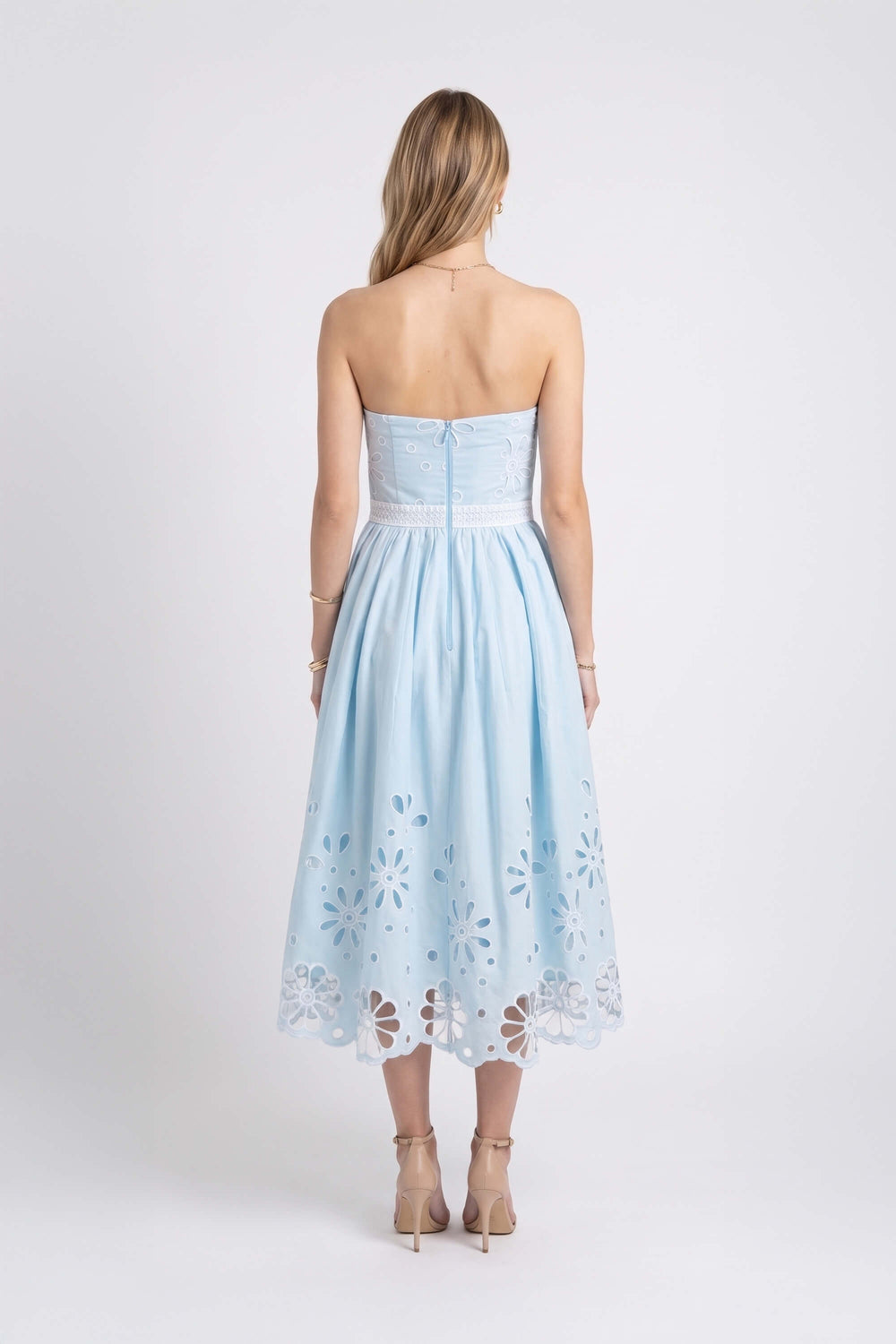 Sofia Strapless Embroidered Midi Vestido 723153 AZU - Reina Diaz