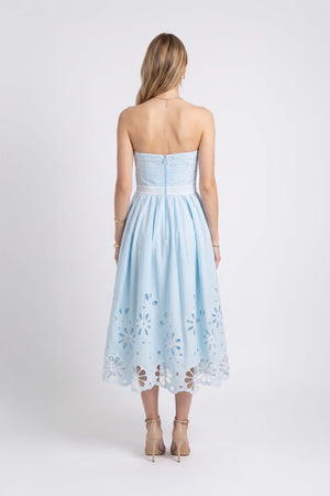 Sofia Strapless Embroidered Midi Vestido 723153 AZU - Reina Diaz