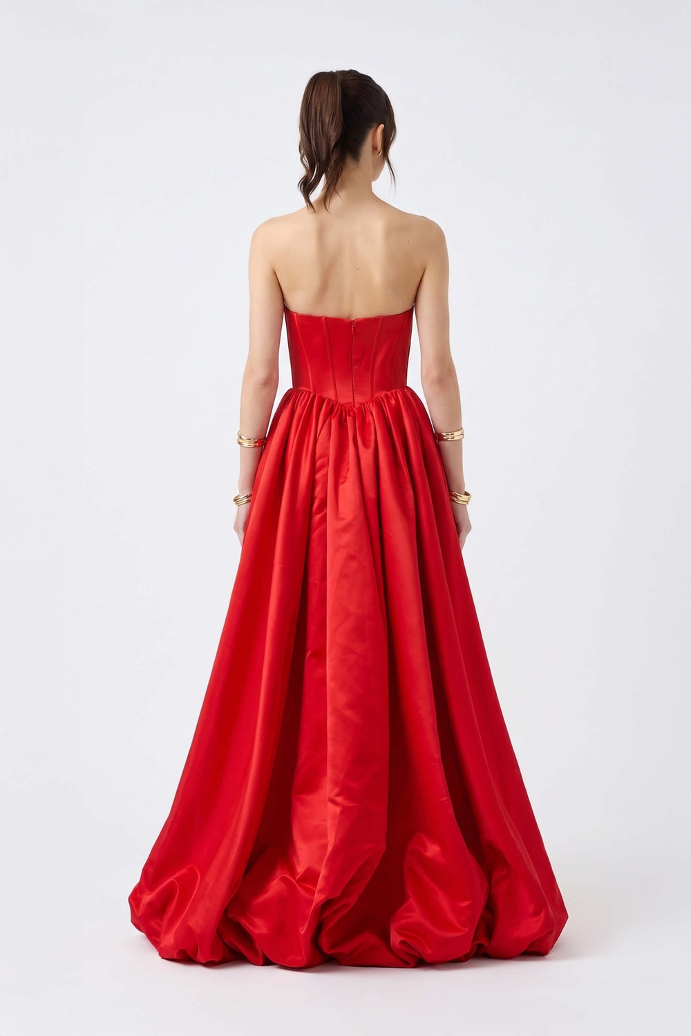 Sofia Strapless Flower High-Low Vestido 421481 ROJ - Reina Diaz