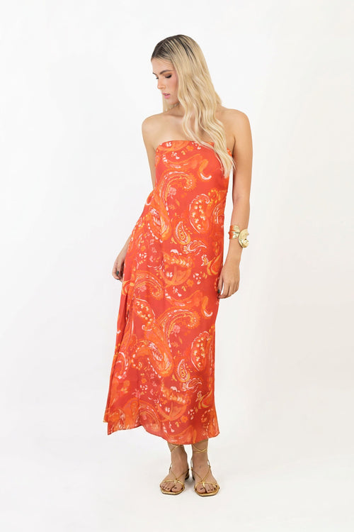Summer Strapless Slit Vestido - Reina Diaz