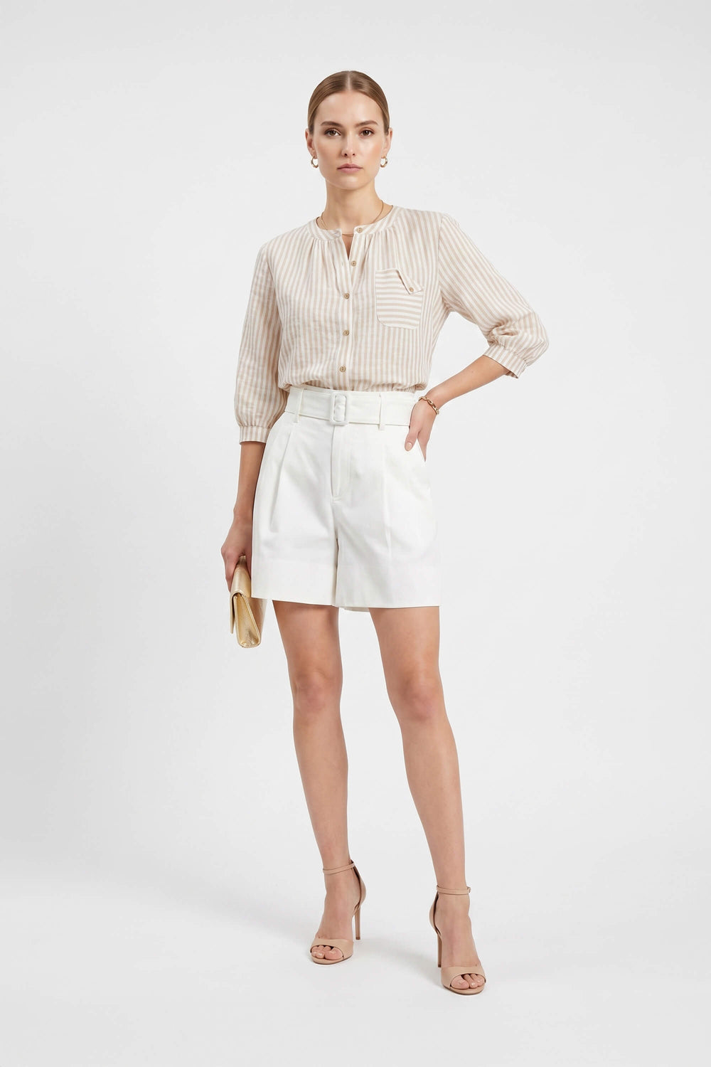 Toscana Striped Puff - Sleeve Cotton Blouse - Reina Diaz
