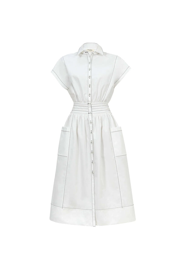 Turín Contrast Stitch Tech Midi Dress - Reina Diaz