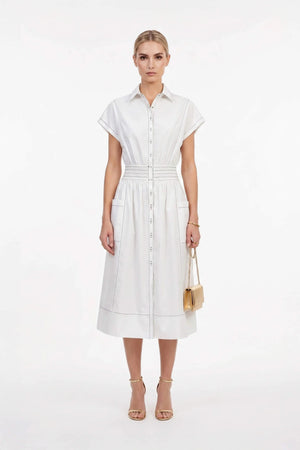 Turín Contrast Stitch Tech Midi Dress - Reina Diaz