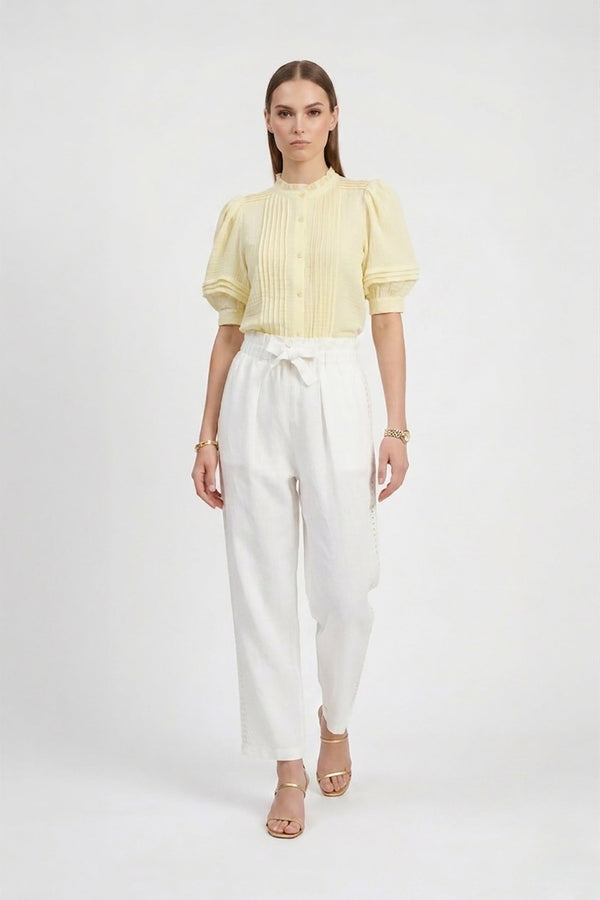 Valencia Wide - Leg Eyelet - Trim Pants - Reina Diaz