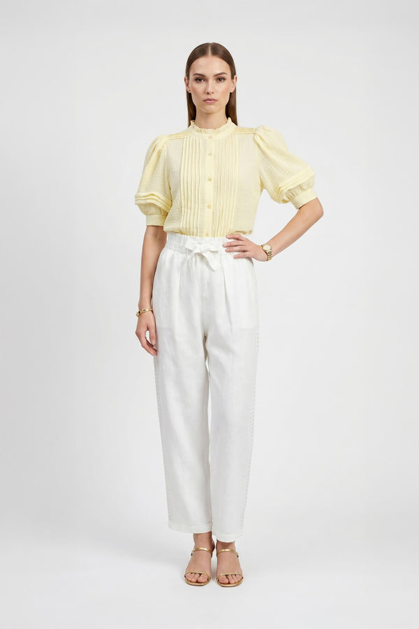 Valencia Wide - Leg Eyelet - Trim Pants - Reina Diaz