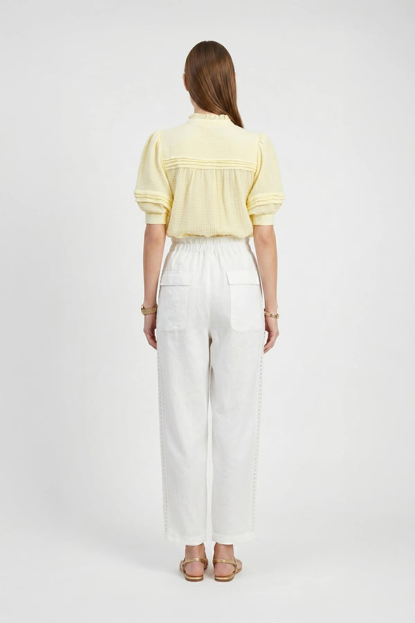 Valencia Wide - Leg Eyelet - Trim Pants - Reina Diaz