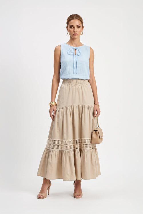 Valeria Asymmetric Halter Sleeveless Blusa 752866 - Reina Diaz