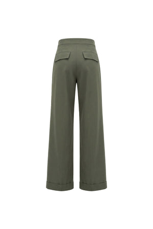 Valeria High-Waist Flap Wide-Leg Pantalón 532138 OLI - Reina Diaz