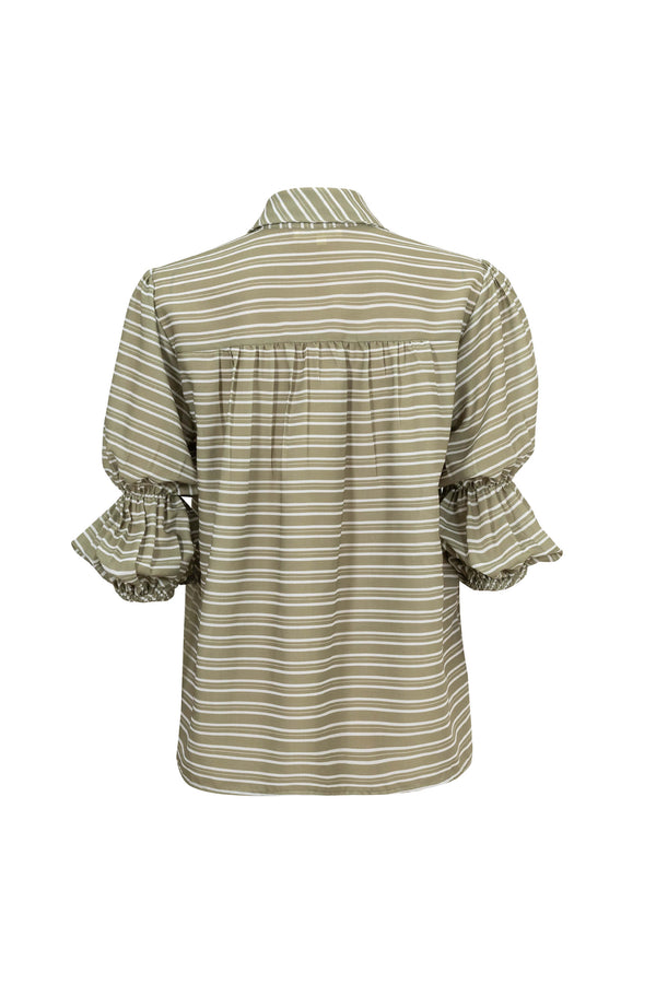 Valeria Puff-Sleeve Camisera Blusa - Reina Diaz