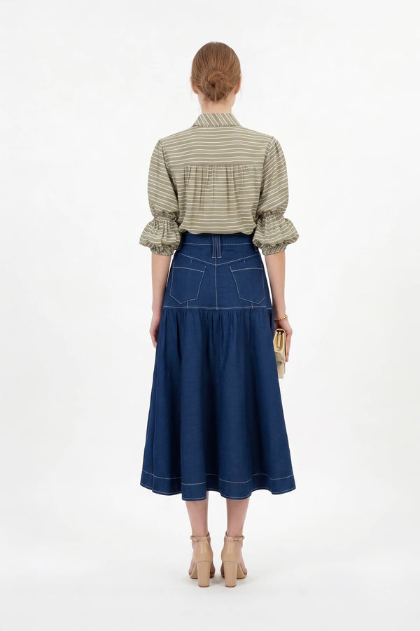 Valeria Puff-Sleeve Camisera Blusa - Reina Diaz