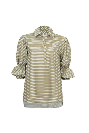 Valeria Puff-Sleeve Camisera Blusa - Reina Diaz