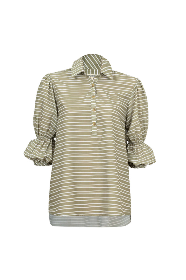 Valeria Puff-Sleeve Camisera Blusa - Reina Diaz