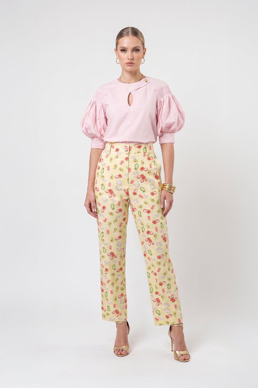Valeria Puff Sleeve Keyhole Blusa 752981 ROS - Reina Diaz