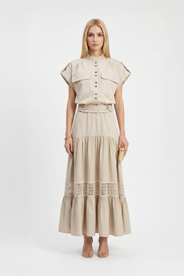 Valeria Tiered Maxi Falda - Reina Diaz