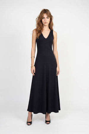 Valeria V-Neck Sleeveless Maxi Vestido 723205 NEG - Reina Diaz