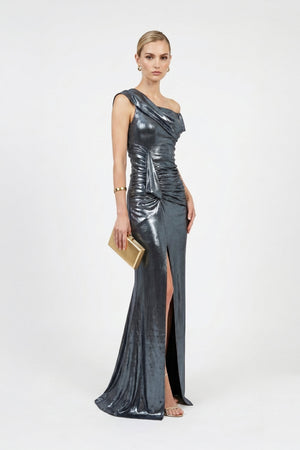 Vega Metallic Drape Vestido - Reina Diaz